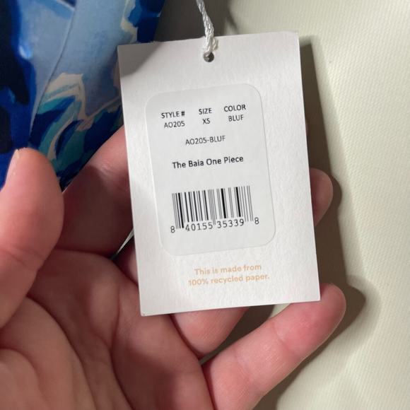 Andie The Baia Pullover One Piece Swimsuit Floral Blue Womens XS NEW - Picture 6 of 6